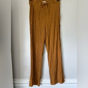 Lovepoem By Block Crinkle Pants Large Fit Like Medium Gold Fall Rayon Blend